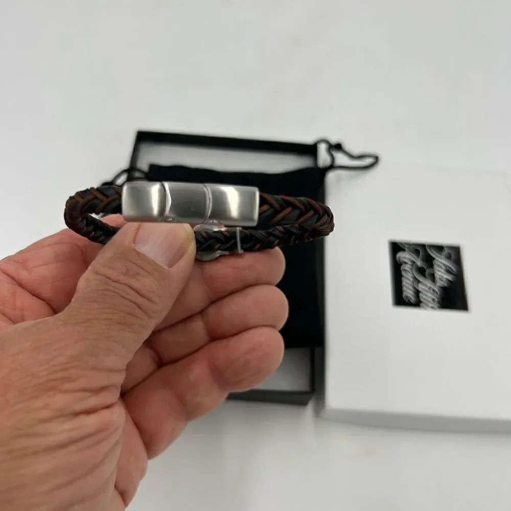 Men’s Jan, Leslie, braided leather bracelet